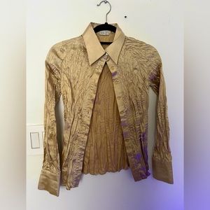 Castro silk champagne color blouse, long sleeve